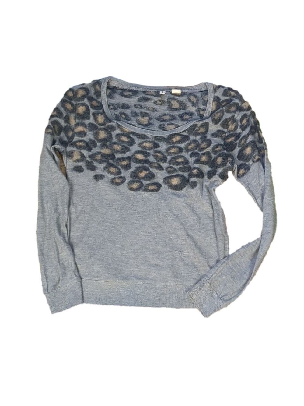 MOTH by Anthropologie gray leopard print sweater size small